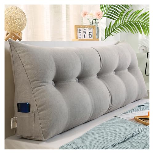 CJJZFO Lesekissen für Bett Und Sofa, Stützkissen Rücken Bett, Kissen Bett Rückenlehne, Lendenkissen Bett, Rückenkissen für Sofa, Kordsamt Keilkissen Sofa(Gray,150 * 50 * 20cm) von CJJZFO