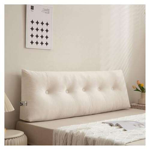 CJJZFO Rückenkissen, Lesekissen für Bett und Sofa, Wand Keilkissen für Nacken, Schulter, Rücken und Lendenwirbelstütze, mit Waschbarem Bezug(White,100 * 40 * 12cm) von CJJZFO
