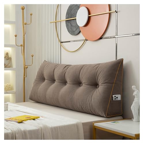 CJJZFO Rückenkissen Lesekissen für Bett und Sofa, Keilkissen, Rückenpolster für Die Wand, Sitzkissen, Wandkissen, mit Waschbarem Bezug, Ideal zum Anlehnen im Bett(Brown,120 * 50 * 20cm) von CJJZFO