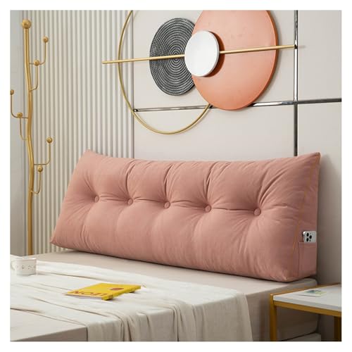 CJJZFO Rückenkissen Lesekissen für Bett und Sofa, Keilkissen, Rückenpolster für Die Wand, Sitzkissen, Wandkissen, mit Waschbarem Bezug, Ideal zum Anlehnen im Bett(Pink,100 * 50 * 20cm) von CJJZFO