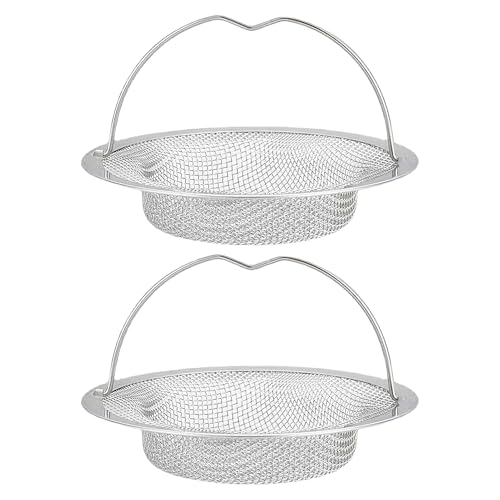 2 Stück Abflusssieb, Sieb für Spülbecken mit Griff, Edelstahl Abflusssieb Küchenspüle, Haarsieb DuscheSpülbecken Sieb Verstopfungsschutz Küche Abfluss Spüle mit Griff, 11 x 8 x 2 cm von CJMUQHEHH