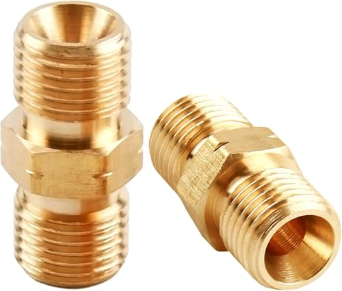 2 Stück Messing Gasschlauch Verbinder Doppelnippel 3/8'' LH, Doppelnippel für Gasschläuch mit DN10 Linksgewinde, 3/8 Zoll für Propan, Klimaanlagen, Heizungs- und Solaranlagen sowie Sanitärsysteme von CJMUQHEHH
