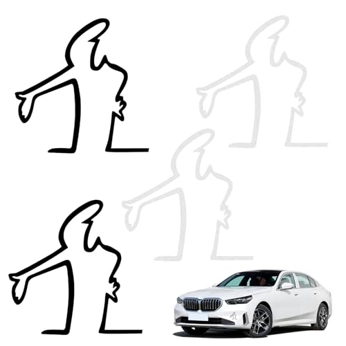 4 Stück Reflektierende Autolack-Kratzer-Erinnerungsaufkleber „La Linea“ Angry Man Kratzaufkleber, Auto Aufkleber Lustige Lackkratzer personalisierte kreative Aufkleber 8 X 8 cm 【Schwarz+Weiß】 von CJMUQHEHH