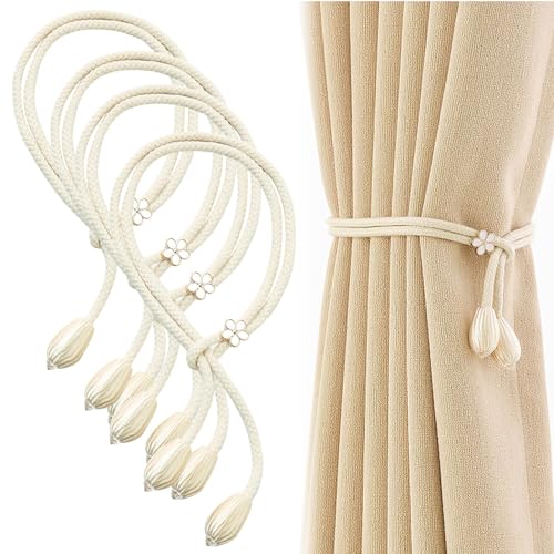 4 Stück Vorhang Raffhalter, Gardinenhalter Raffhalter für Vorhänge, Handgestrickte Baumwolle Gardinen Raffhalter, Curtain Rope Buckle, Vorhanghalter, Raffhalter für Gardinen, Vorhang Halter, Beige 4 Stück Vorhang Raffhalter, Gardinenhalter Raffhalter für Vorhänge, Handgestrickte Baumwolle Gardinen Raffhalter, Curtain Rope Buckle, Vorhanghalter, Raffhalter für Gardinen, Vorhang Halter, Beige von CJMUQHEHH