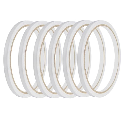 Doppelseitiges Klebeband Dünn 6 Rollen, Selbstklebendes Weißes Klebeband für Basteln, Nähen, Scrapbooking, Kartenherstellung, Geschenkverpackung, DIY Projekte, 6 mm x 10 m, Stark und Einfach Abzureiße von CJMUQHEHH