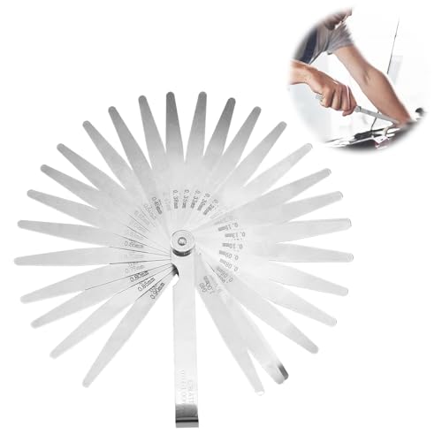 Fühlerlehre, 32 Klingen Fühlerlehre 0,03-1,00mm/0,001-0,04" fühlerlehre ventilspiel,Blatt Edelstahl Metrisch und Imperial Fühlerlehre Messwerkzeug für Messung Gap Breite und Dicke,metrisch Größen von CJMUQHEHH