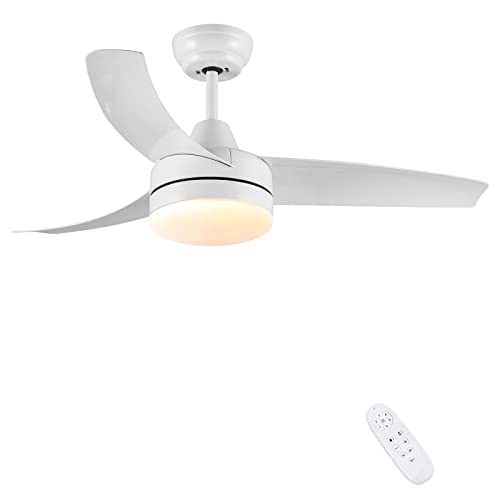 CJOY Deckenventilator mit Beleuchtung Weiß, 132cm Deckenventilator mit Leiser Beleuchtung mit Fernbedienung Dimmbar, Lampe mit Ventilator DC Motoren Einstellbare Helligkeit, 6 Windgeschwindigkeiten von CJOY