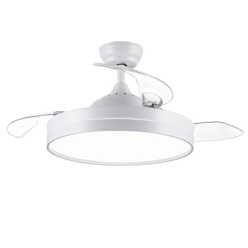 CJOY Deckenventilator mit Beleuchtung und Fernbedienung Leise, Deckenventilator mit Licht 107 cm Ventilator Decke Unsichtbare 3 Lüfterblätter 6 Geschwindigkeiten von CJOY