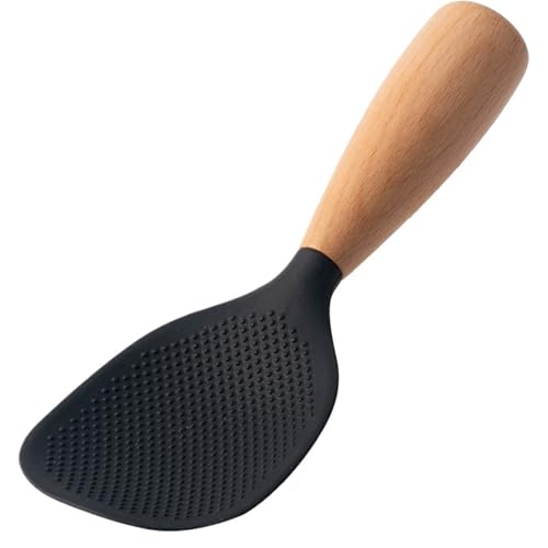 1 Stück Silikonlöffel Antihaft-Kochlöffel Verbrühungshemmender Topfreis Hochtemperaturbeständiger Löffel Küchenhelfer(Black-1) von CJTWNBIO