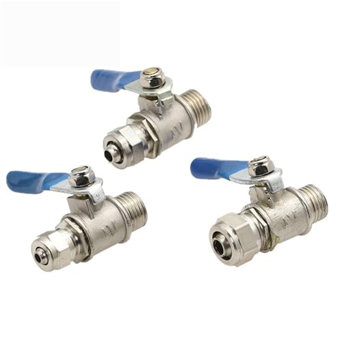 1 Stück pneumatischer Kupferkugelhahn 1/4 Zoll Außengewinde auf 6 mm/8 mm/10 mm Rohr Schnellanschluss RO Umkehrosmose CNC Wasser Luft Öl(6x4mm Tube,1/2") von CJTWNBIO