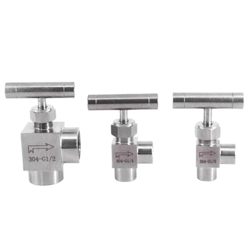 304 Edelstahl-Durchflussregelung mit einem Griff in Form eines 1/8 Zoll 1/4 3/8 1/2 BSP Weiblich Männlich Ellenbogen 90 Grad Nadelventil Kran(1/8",FEMALE TO FEMALE_NPT) von CJTWNBIO