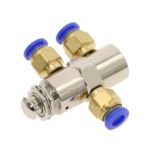 ACylinder Pneumatisches mechanisches Ventil 2 Positionen 5 Wege Luftauslass M5 Gewinde Druckknopfschalter TV-4P mit Armaturen(TAC2-4P-PC6MM) von CJTWNBIO