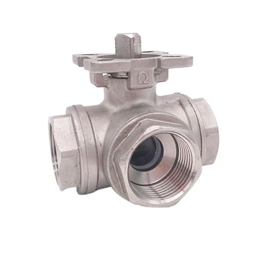 Edelstahl-Hochplattform-Kugelhahn 1/2 3/4 Zoll BSP weiblich DN15/20 SS304 L Typ T Durchfluss 3-Wege-Wasserkugelhahn(DN15,L flow type) von CJTWNBIO
