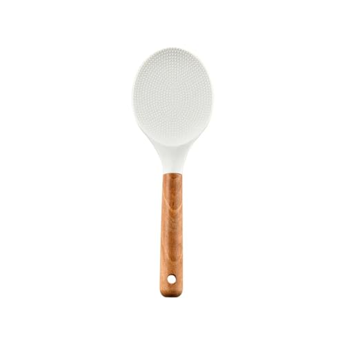 Heiße lebensmittelechte blaue Silikon-Kochutensilien, Spatel, Löffel, Holzgriff, praktisches Kochwerkzeug, Küchenutensilien(White Rice Spoon) von CJTWNBIO