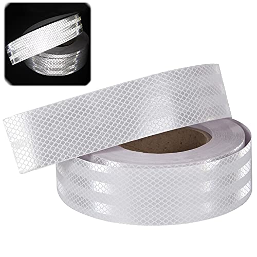 Anti-Rutsch-Sicherheitsband, 5 CM X 25 M Warnbodenband Selbstklebendes Reflektierendes Absperrband Gefahrenmarkierungsband, Für Treppen, Parkplätze, Einkaufszentren, Trittbretter, Weiß von CJW-LC