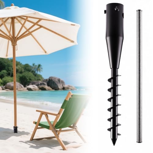 CJYMMFAN Heavy Duty Erdspieß Hochbelastbarer Sonnenschirmständer & Erdspieß für Wäschespinnen, 6-Fach Spiral Bodenanker für Strandschirme, Angelschirm und Garten, Verstellbaren Knöpfen (2,5–5 cm) von CJYMMFAN