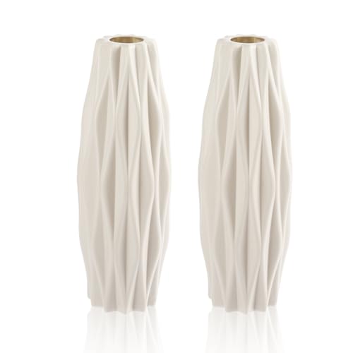 CJZZ vase vasen vasen deko vase weiße,2 Stück, schlicht und elegant, geeignet für die Dekoration von Wohnzimmer, Esszimmer, Badezimmer, Kamin von CJZZ