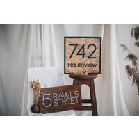 Adressschild, Hausnummer Mit Nachname, Adressnummernschild, Holz von CJamStore