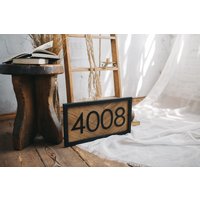 Gerahmtes Hausnummer Zeichen Horizontal Nummer Vertikal, Quadratisch Benutzerdefinierte Hausschilder Holz Verschiedene Formen von CJamStore