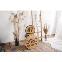 Hausnummer Schild Mit Namen, Gerahmtes Weißes Rundes Hausschild, - 10, 12, 16, 18, 20 Zoll von CJamStore