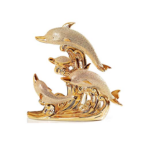 CJshop Skulptur Ornamente Keramische Skulptur Ornamente, Kreatives Wohnzimmer Delphin Statue Dekoration Handwerk Kunstwerk Desktop Küche Weinkabinett Hochzeitsdekoration Statue Decor von CJshop