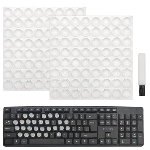 128 PCS Raised Keyboard Stickers for Long Nails Protector,with Cleaning Brush,Silicone Keyboard Self Adhesive Keycap Riser Bubbles Covers for Nail Art Typing Gaming Round Button Keyboard PC, Cylinder von CKANDAY