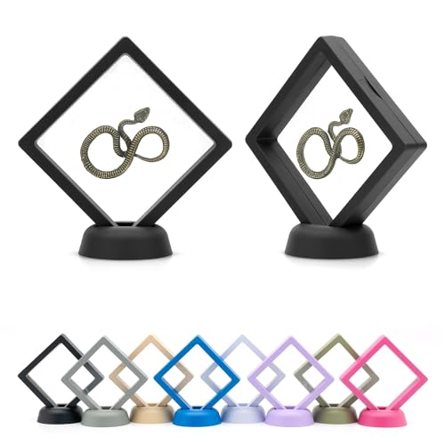 CKB LTD 5 Stück 3D schwebende Rahmen Vitrine Halter Aufbewahrungsbox Aufhängung Ständer - Hält Schmuck, Edelsteine, Sammelmünzen und Hobby-Bastelartikel (schwarz) 9 cm x 9 cm x 2 cm (mittel) von CKB LTD
