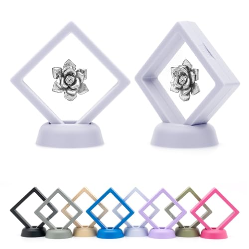 CKB LTD 5 Stück 3D schwebende Rahmen Vitrine Halter Aufbewahrungsbox Aufhängung Ständer - Hält Schmuck, Edelsteine, Sammelmünzen und Hobby-Bastelartikel (weiß) 7 cm x 7 cm x 2 cm (klein) von CKB LTD