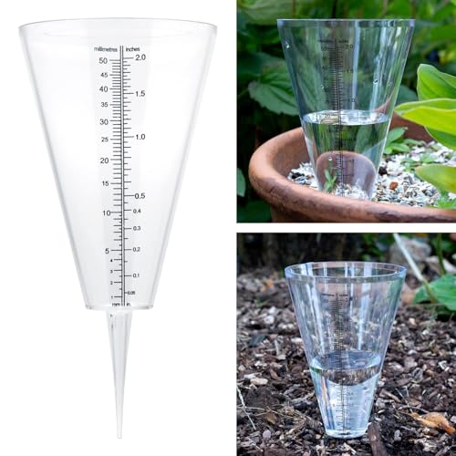 CKB LTD Regenmesser mit Erdspieß für draußen - Kunststoffkegel Regenfallmessung Wasserzähler mit Erdspieß für Rasen, Garten, Bauernhöfe & Golfplätze von CKB LTD