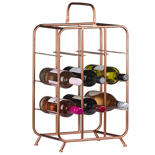 CKB LTD Weinregal, für 9 Flaschen, industriell inspiriert, Kupfer, freistehend, quadratisch, für 9 Flaschen, Kupfer-Metall-Halter für 9 Flaschen - Kupfer-Finish, auch für Champagner und Prosecco von CKB LTD