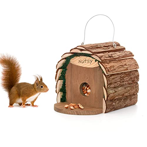 Ckb Ltd 2-in-1 Eichhörnchen-Futterstation / Vogel-Nisthaus zum Aufhängen, rustikal, natürlich, wetterfest, ideal für jede Größe, Garten, Outdoor, Baum oder Balkon von CKB