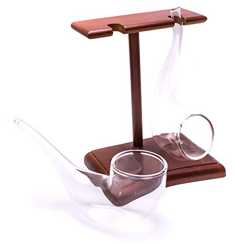 CKB LTD® Brandy Pipe Sipping GLASSES Set Brandy Gläser Cognacgläser With Wooden Display STAND Holzständer 75ml - Pack of 2 von CKB LTD