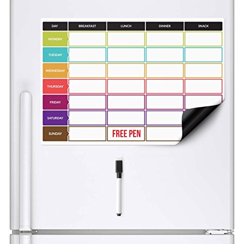 CKB Ltd® Meal Diet Planner Ernährung Fitness Wochen-Planer Magnettafel Für Kühlschrank Board magnetisch Whiteboard Schwarzes Brett großen täglichen Küchenplaner Wochenplaner Täglich von CKB