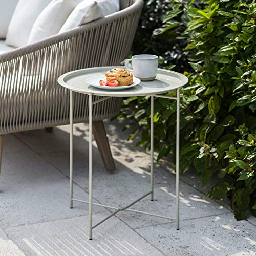 CKB BISTRO TRAY TABLE Ltd Klappbare Stangenbeine und abnehmbare Tablettplatte, matt-anthrazitfarbener pulverbeschichteter Stahl, Einzel-Gartenmöbel-Tisch (Ton) von CKB