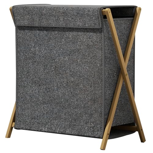 Faltbarer Wäschekorb mit Deckel, geräumiger Aufbewahrungskorb for Haushaltswäsche, erhöhter Boden, geeignet for Schlafzimmer, Badezimmer und Waschküchen.(Beige,L) von CKDKASZ