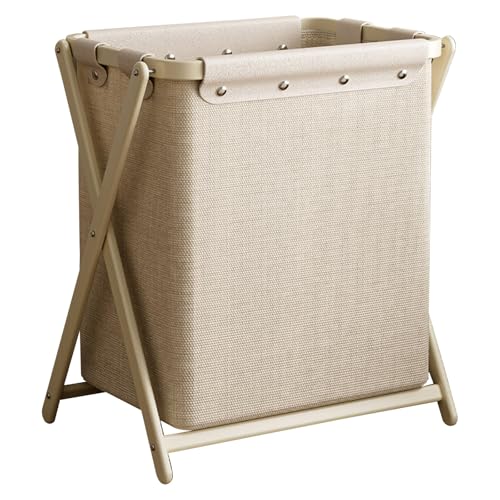 Großer Klappbarer Wäschekorb, 300D Oxford-Gewebe, Wasserdicht Und Abriebfest, Freistehender Wäschebehälter, Geeignet for Schlafzimmer, Badezimmer, Schlafsäle Und Waschküchen.(Beige,L) von CKDKASZ