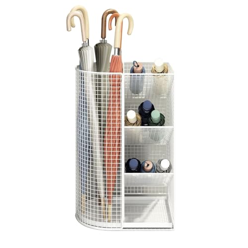 Regenschirmständer, Metall-Regenschirmhalter, durchbrochenes Design, abnehmbare Tropfschale, geeignet for den Eingangsbereich von Privathaushalten und Hotellobbys.(White) von CKDKASZ