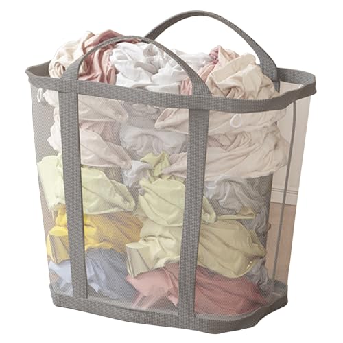 Robuster Und Tragbarer Wäschekorb, Faltbarer Pop-up-Wäschekorb Aus Netzgewebe, Geeignet Zur Aufbewahrung Von Kleidung, Ideal for Badezimmer, Waschküchen Und Reisen.(Gray,L) von CKDKASZ