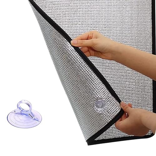 Sonnenschutz- und Wärmeschutzfolie, Sichtschutzfolie aus Aluminiumfolie, mit Saugnäpfen, geeignet for Fenster und Türen in Wohnräumen sowie Wohnmobile.(180x100cm/70.8x39.3in) von CKDKASZ