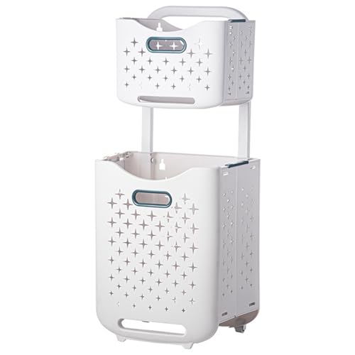 Wäschewagen mit Rollen und einem tragbaren Aufbewahrungskorb zur Organisation Ihrer Kleidung. Geeignet for Küchen, Badezimmer, Schlafzimmer, Klassenzimmer und Waschküchen. von CKDKASZ