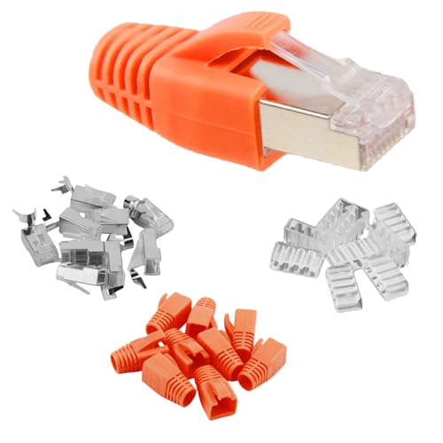 RJ45 Stecker CAT7 CAT6A 10er Netzwerkstecker POE Pass-Through & Geschirmt 50μ Vergoldet Lan Stecker mit Einfädelhilfe und Knickschutz für Verlegekabel AWG23 POE Installationskabel 10GBit Geschirmt RJ45 Stecker CAT7 CAT6A 10er Netzwerkstecker POE Pass-Through & Geschirmt 50μ Vergoldet Lan Stecker mit Einfädelhilfe und Knickschutz für Verlegekabel AWG23 POE Installationskabel 10GBit Geschirmt von CKDSA