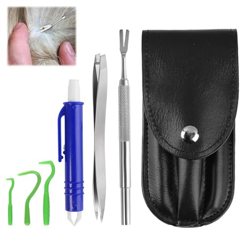 CKDSA Zeckenzange 5er Set mit Etui Zeckenzange für Hunde Katze Mensch Haustiere Zeckenhaken Edelstahl Sicher Zeckenentferner Zeckenentfernung Zeckenpinzette zum Entfernen Von Zecken von CKDSA