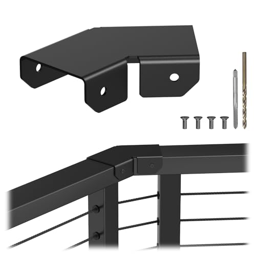 CKE Flaches Handlaufzubehör, Aluminium, schwarz, Eckverbinder für Handlauf, 45-Grad-Hülse für Deck-Kabelgeländer-Pfostensystem, Handlaufverbinder für flache Oberschiene, gerade Handlaufbeschläge, HF07 von CKE