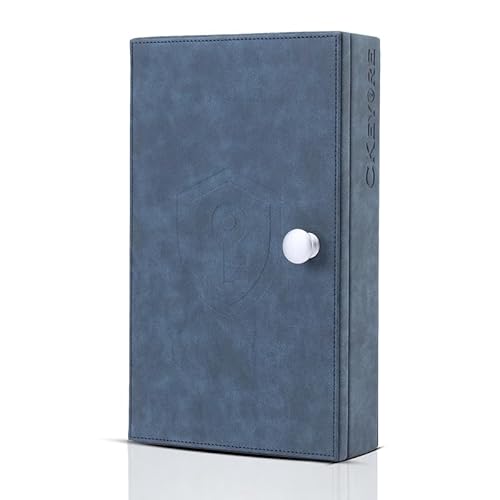 CKEYURE Premium XL Blau PU Leder Faraday Box für Autoschlüssel Wandmontage mit Magnetverschluss | Anti-Diebstahl-Autoschlüssel Signalblocker Box | Faraday-Käfig | RFID-Box & Signalblockierbox für von CKEYRE
