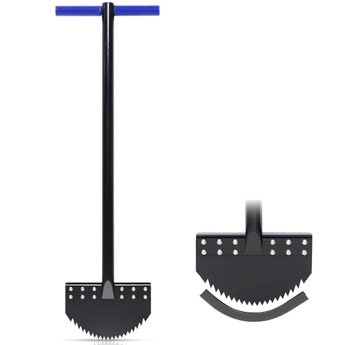 CKLT Einteiliger Rasenkantenstecher 100cm mit Federstahl-Sägezahnklinge Manueller Kantenschneider Rostfrei Halbmond-Rasenkantenschneider mit Gummigriff für Rasenpflege Garten Beet von CKLT
