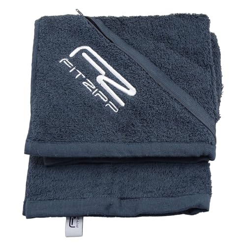 CKM Fitzipp Duschtuch mit wasserabweisender Tasche mit Reißverschluss Duschtuch Baumwolle (70 x 140cm, Anthrazit) von CKM