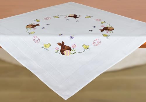 CKM Stickpackung 80 x 80cm Mitteldecke zum Besticken (Osterhase) von CKM