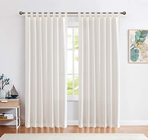 CKNY Gardinen Schlaufenschal Voile Fenster Vorhang Mit Schlaufen Halb Transparent Schlafzimmer Wohnzimmer 2 Stück 225 cm x 140 cm(H x B) Weiß von CKNY