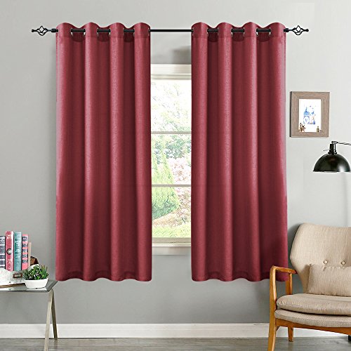 CKNY Vorhänge Gardine Halb Transparent Lässige Vorhang Wohnzimmer Mit Ösen Rot 145 x 140 cm(H x B) 2er-Set von CKNY