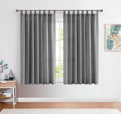 CKNY Vorhänge Halb Transparent Gardinen Blickdicht Vorhang mit Schlaufen Sheer Voile Schal Fenster Leinen Optik für Landhaus Wohnzimmer Schlafzimmer 2 Stück 175 cm x 140 cm (H x B) Grau von CKNY